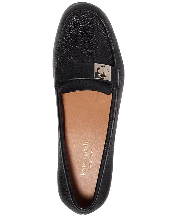 kate spade new york Womens Camellia Loafers Black Leather 8M