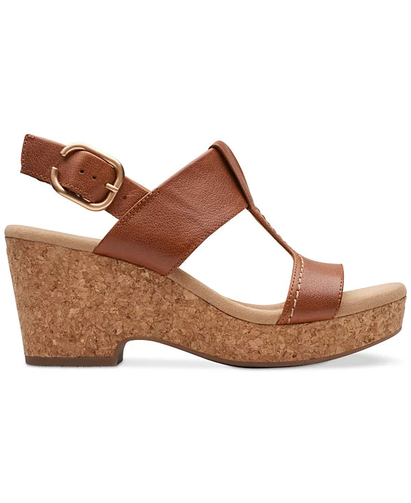 Clarks Giselle Style Wedge Heel Platform Tan 6M