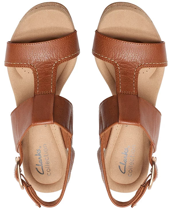 Clarks Giselle Style Wedge Heel Platform Tan 6M