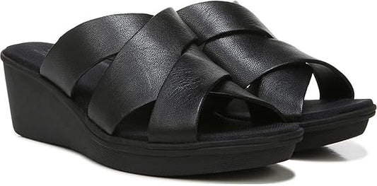 Naturalizer Rowena Slide Sandals Black Leather 7.5W