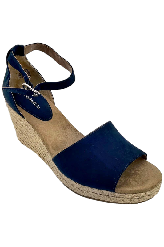 Style Co Seleeney Wedge Sandals Navy 10M