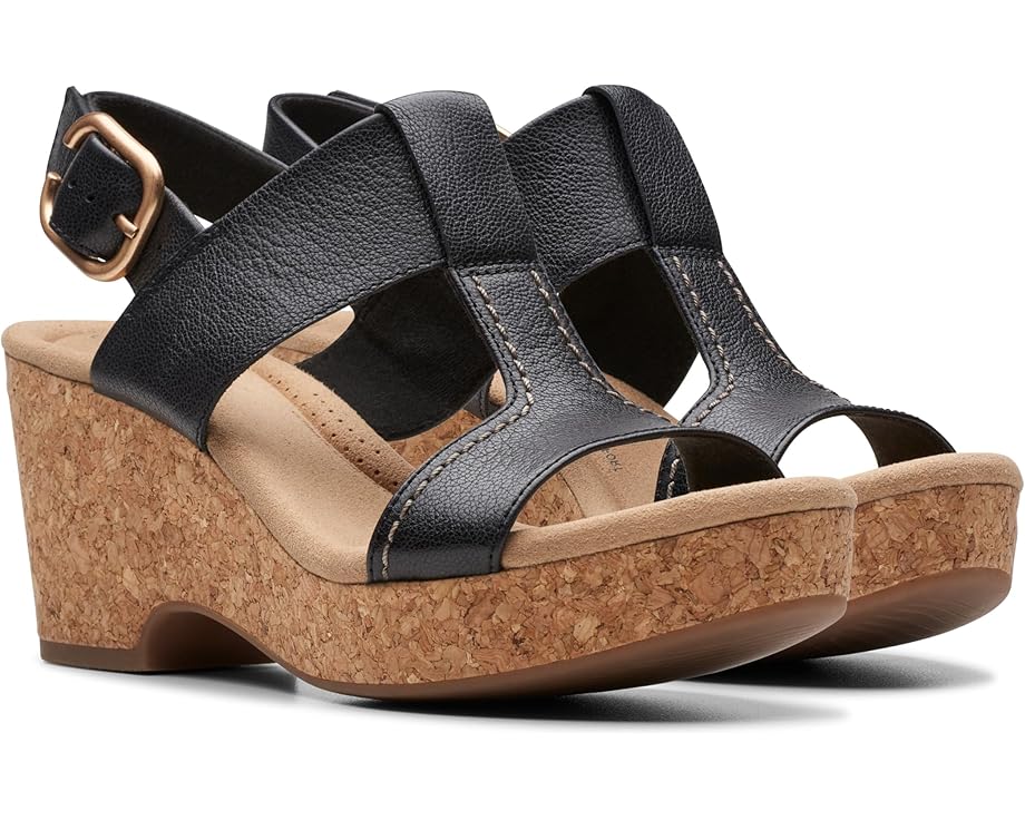 Clarks Giselle Style Wedge Heel Platform Black 6M