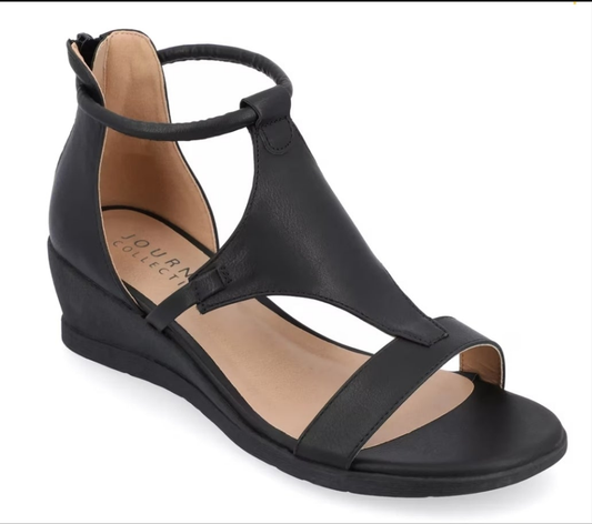 Journee Collection Womens Trayle wedge Black 7.5M