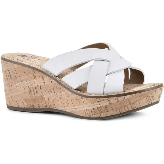White Mountain Samwell Wedge Sandals White 9M