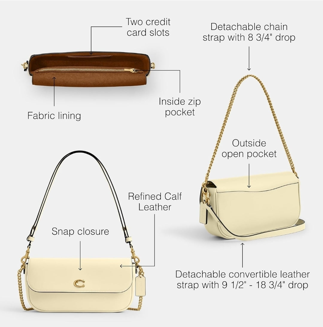 COACH Brook Small Leather Flap Chain