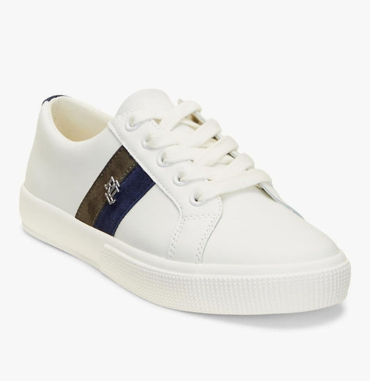 Lauren Ralph Lauren Womens Janson Sneakers Snow White, Refined Navy, Dark 9.5M
