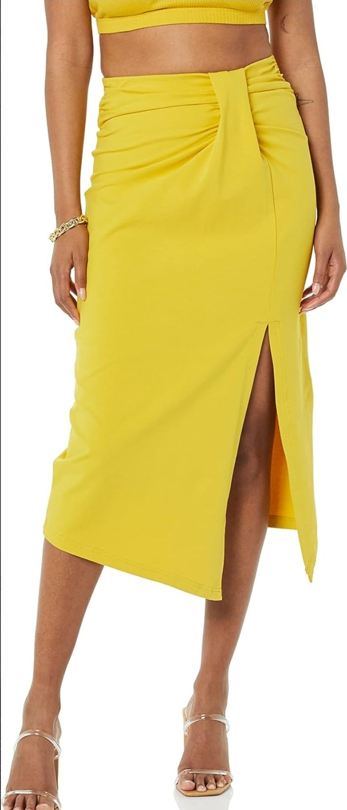 Women's faux wrap midi skirt