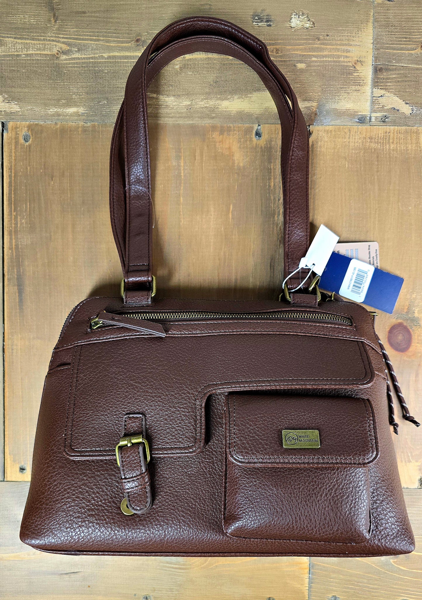 White Mountain chocolate leather shoulder bag
