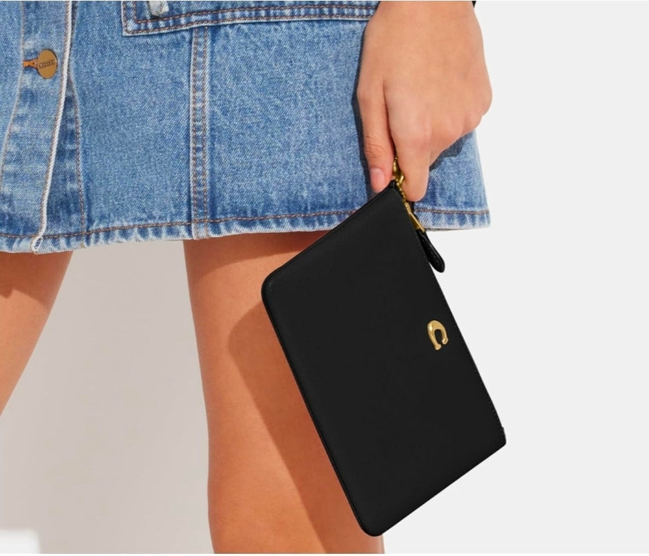 COACH Pebble Leather wristlet