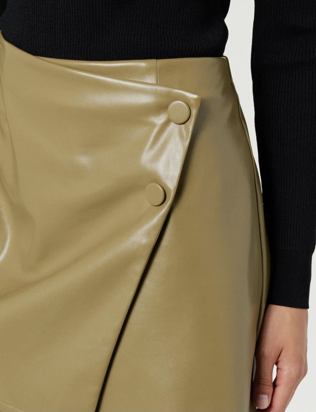 Vegan leather olive skirt