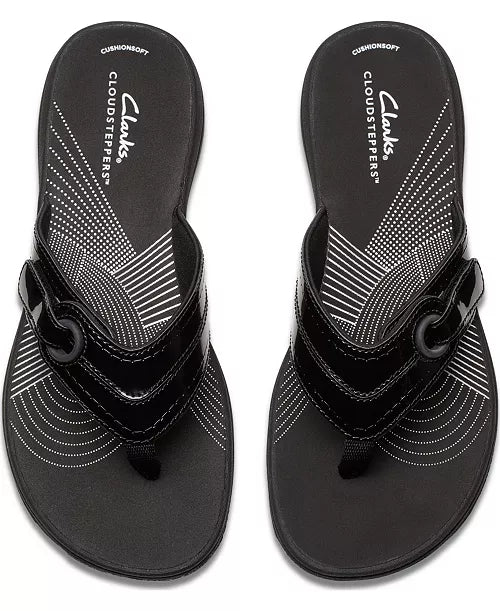 Clarks Womens Cloudsteppers Black Patent 10M