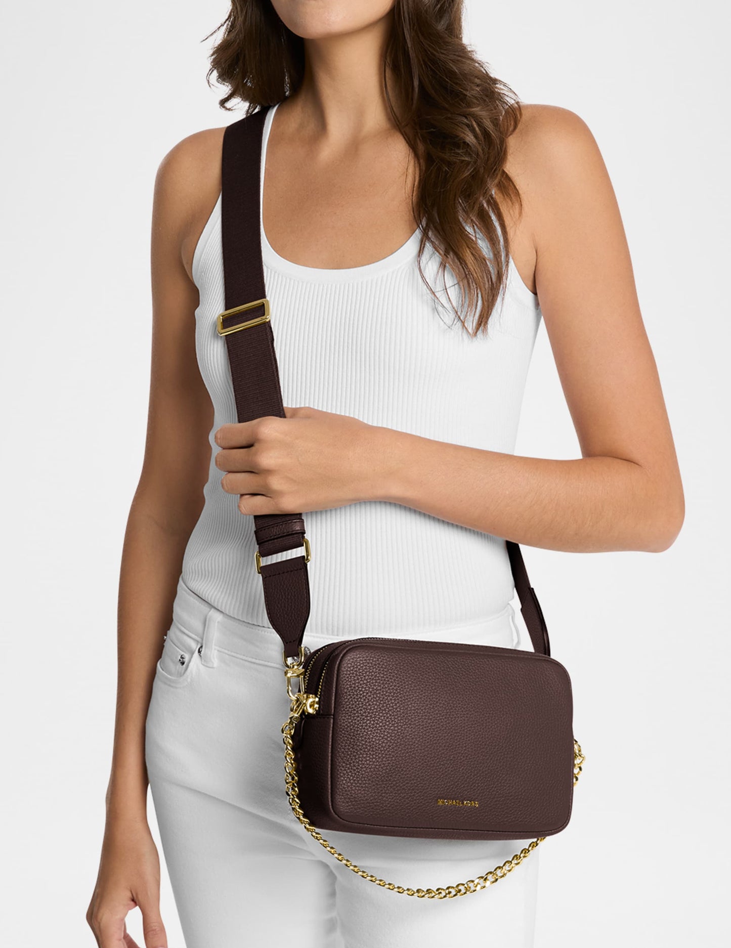Michael Kors Bryant Mini Leather Double Zip Chocolate