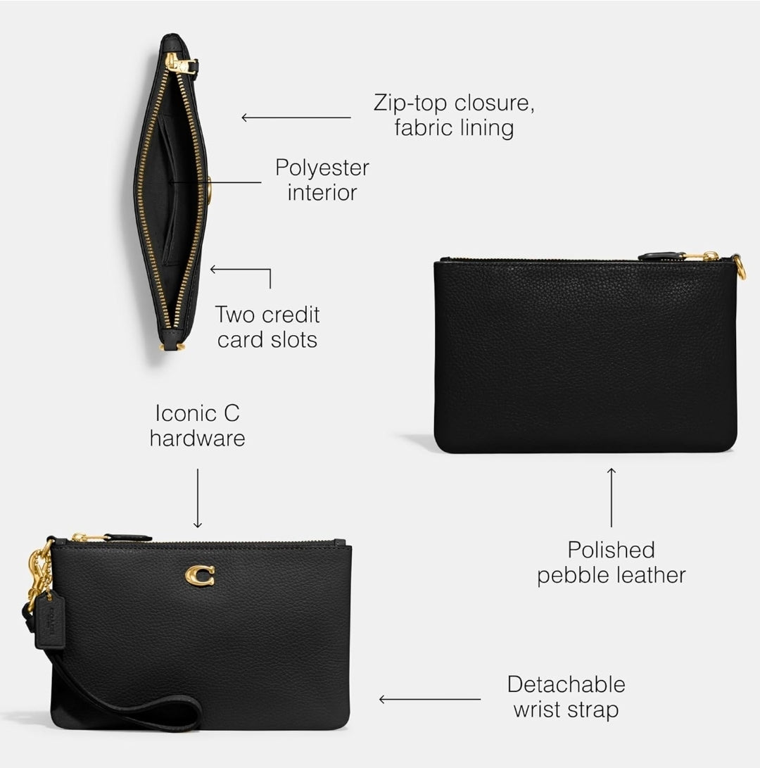COACH Pebble Leather wristlet