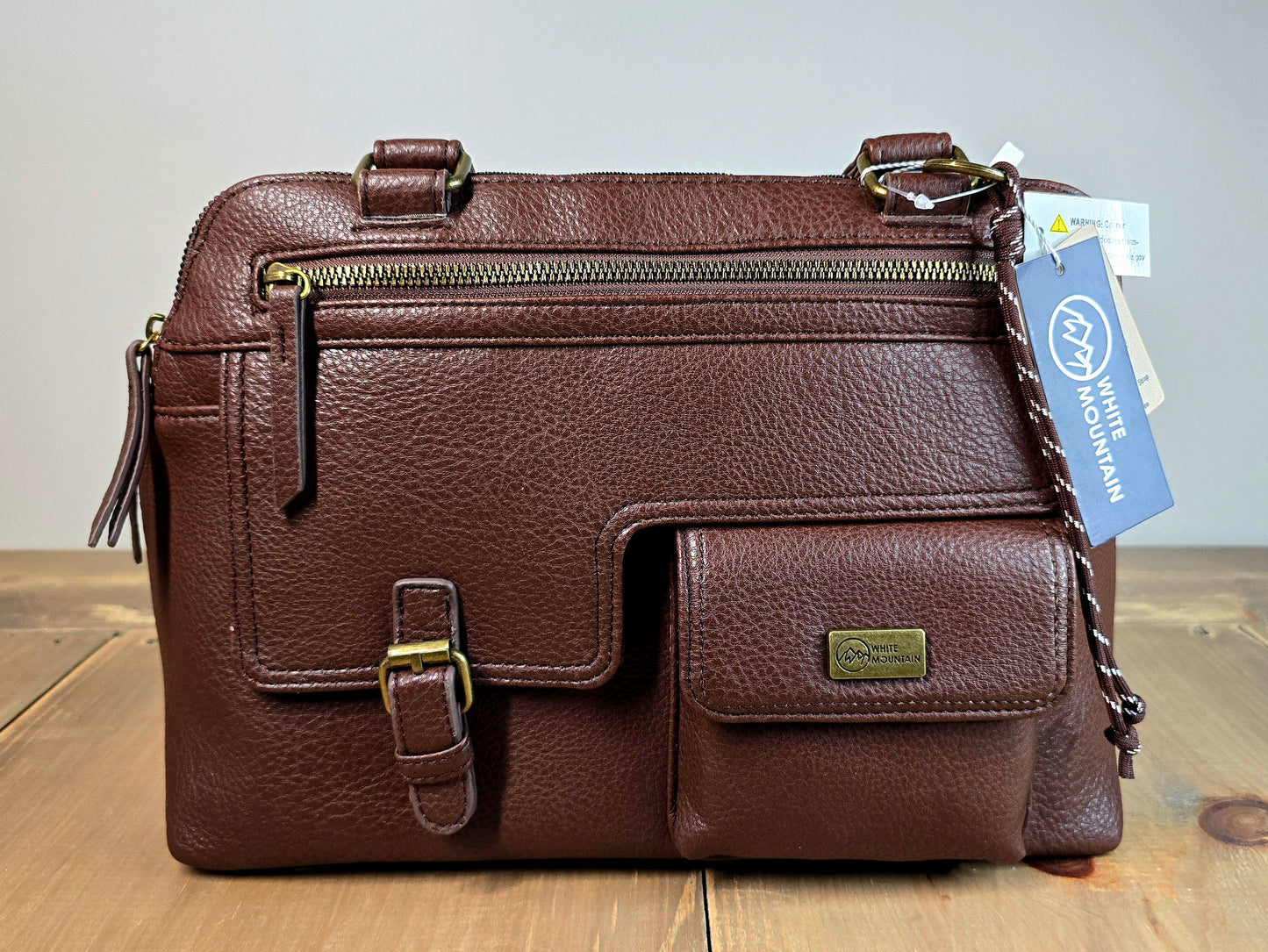 White Mountain chocolate leather shoulder bag