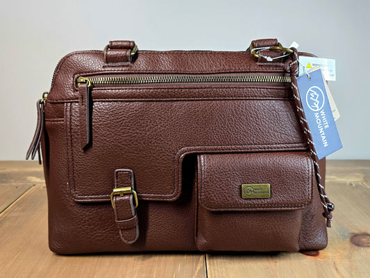 White Mountain chocolate leather shoulder bag