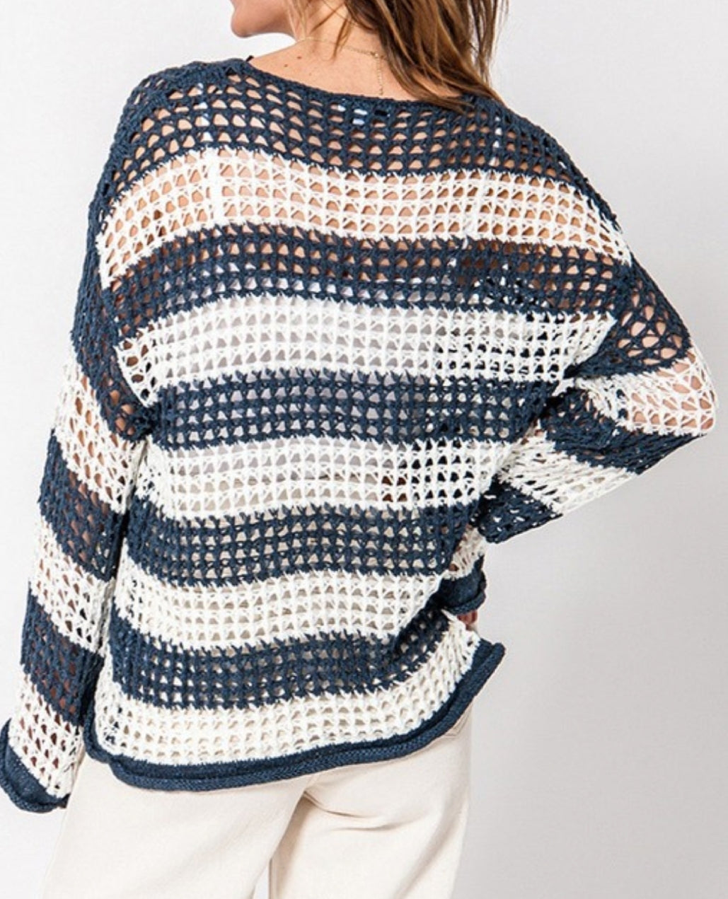 Color block loose knit sweater