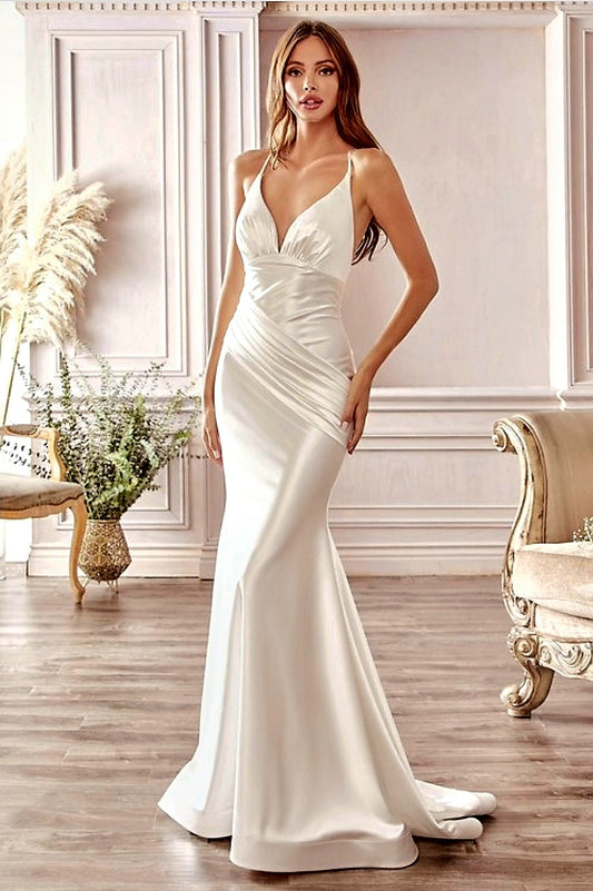 Off white satin formal dress