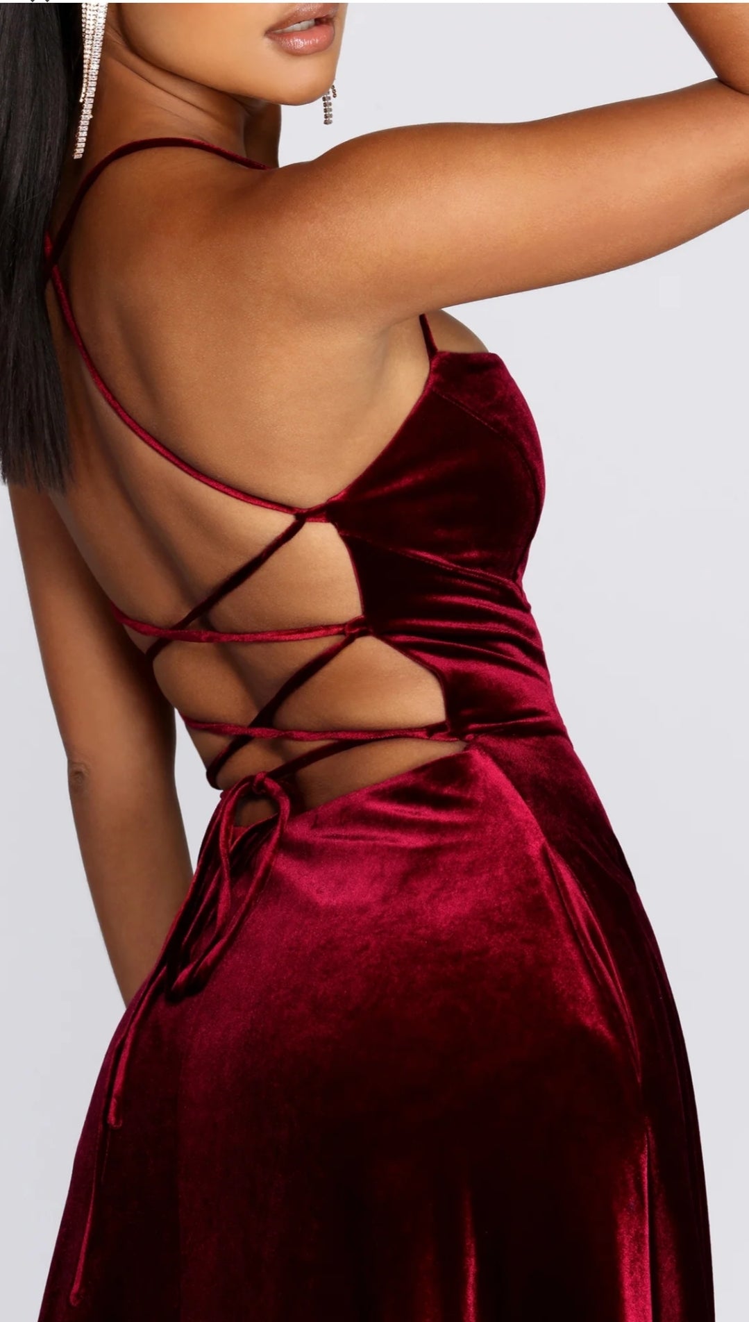 Velvet Lace Up Evening Gown