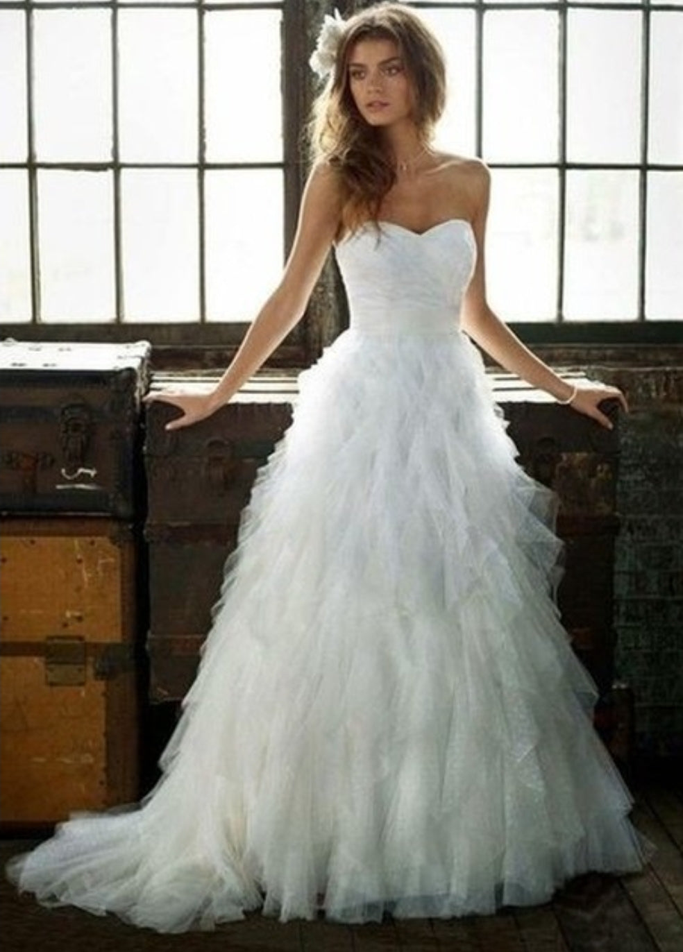 Dot tulle Wedding Gown