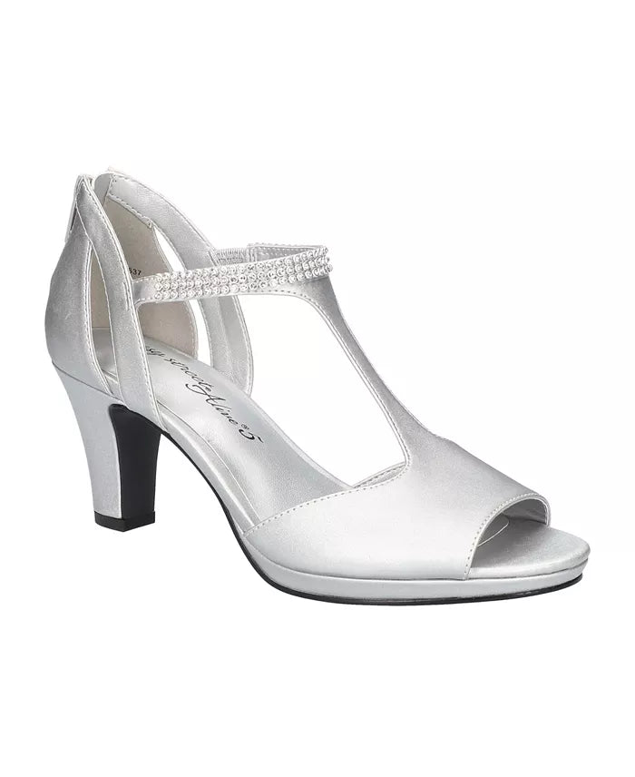Easy Street Womens Flash Dress Silver Satin 8M