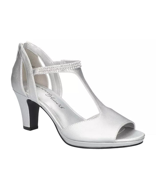 Easy Street Womens Flash Dress Silver Satin 8M