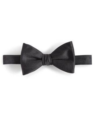 Hugo Boss Mens Ribbed Pre-tied bow Black