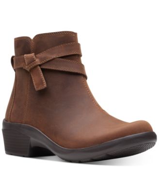 Clarks Womens Angie Spice Booties Dark Tan L 8M