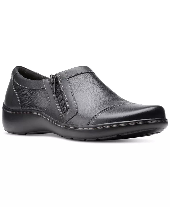 Clarks Womens Cora Giny Cushioned Zi Black 6M