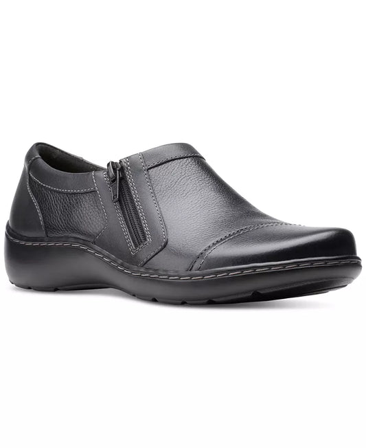 Clarks Womens Cora Giny Cushioned Zi Black 6M