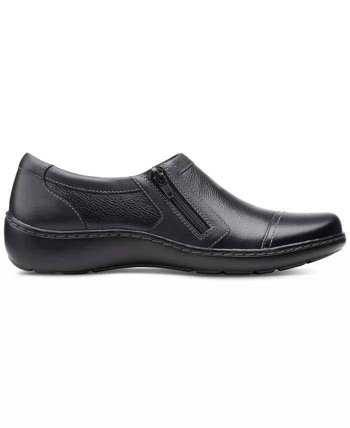 Clarks Womens Cora Giny Cushioned Zi Black 6M