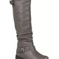 Journee Collection Women's Wide Calf Knee High Riding Boots Grey 10M