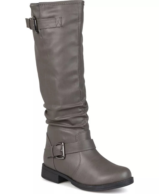 Journee Collection Women's Wide Calf Knee High Riding Boots Grey 10M