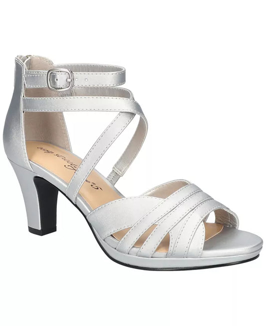 Easy Street Womens Crissa Dre Silver Satin 6.5M