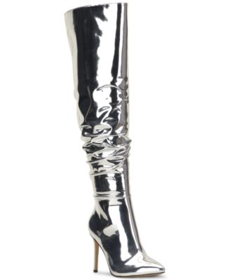 I.N.C. International Concepts Womens Iyonna Over-The-Knee S Silver Patent 5M