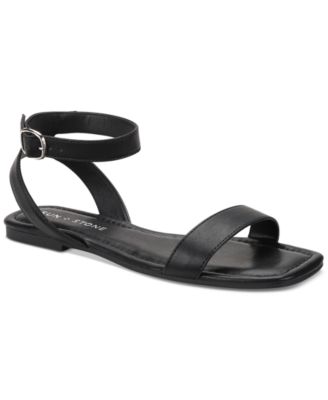 Sun Stone Quebecc Ankle-Strap Flat Sanda Black 8M