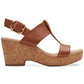 Clarks Giselle Style Wedge Heel Platform Tan 6M