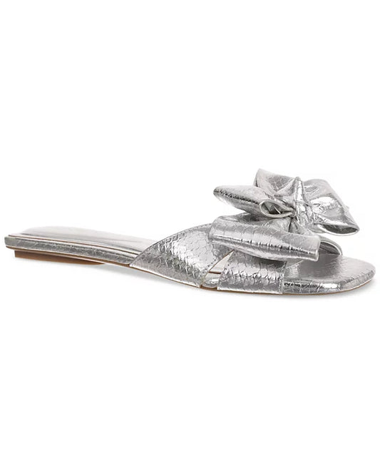 On 34th Womens Jazminn Bow Slip-On Sl Silver Snake 6M