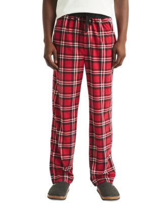 Nautica Mens Classic-Fit Plaid Fleece loungers - Red