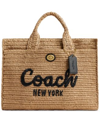 COACH Cargo Embroidered Logo Straw tote