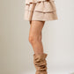 Ruffled corduroy solid mini skirt