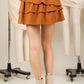 Ruffled corduroy solid mini skirt