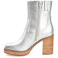 Journee Collection Womens Brittany Tru Comfort Foam Inside Zip Platform Booties Silver 7.5