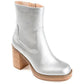 Journee Collection Womens Brittany Tru Comfort Foam Inside Zip Platform Booties Silver 7.5