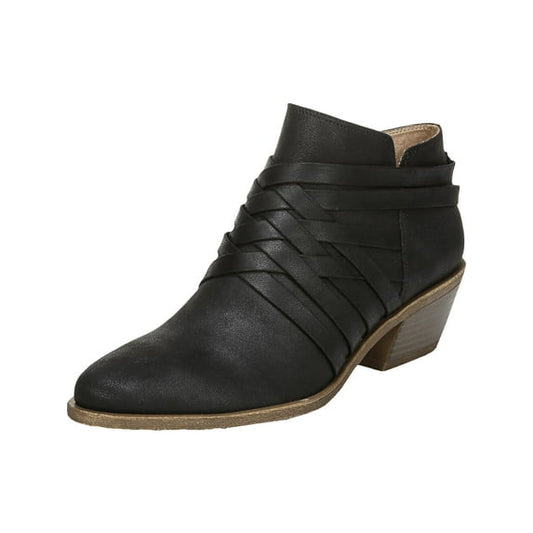LifeStride Prairie Booties Black Faux Leather 7W