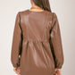 Faux Leather Babydoll Mini Dress