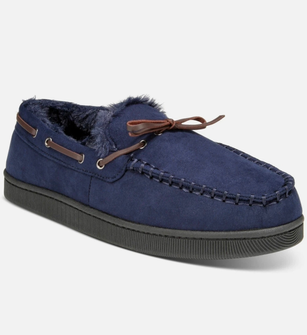 Club Room Mens Faux-Suede Moccasin Slip Navy M (8-9)