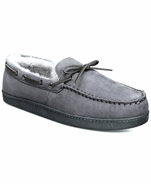Club Room Mens Faux-Suede Moccasin Slip Grey M (8-9)