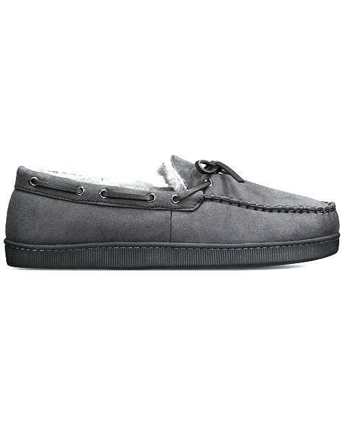Club Room Mens Faux-Suede Moccasin Slip Grey S (6-7)