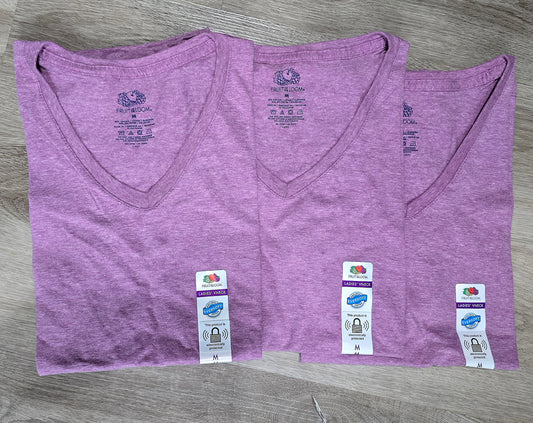 3 Heather purple V-neck Tees (Medium)