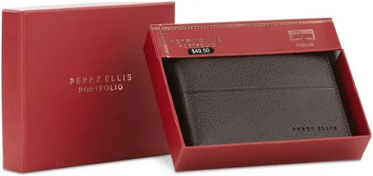 Perry Ellis Mens Slim Leather Trifold Wallet - Brown (lot of 10)